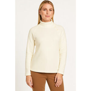 Talbots Womens Sweater Large Mock Neck Button Detail Cozy Winter Camp Capsule